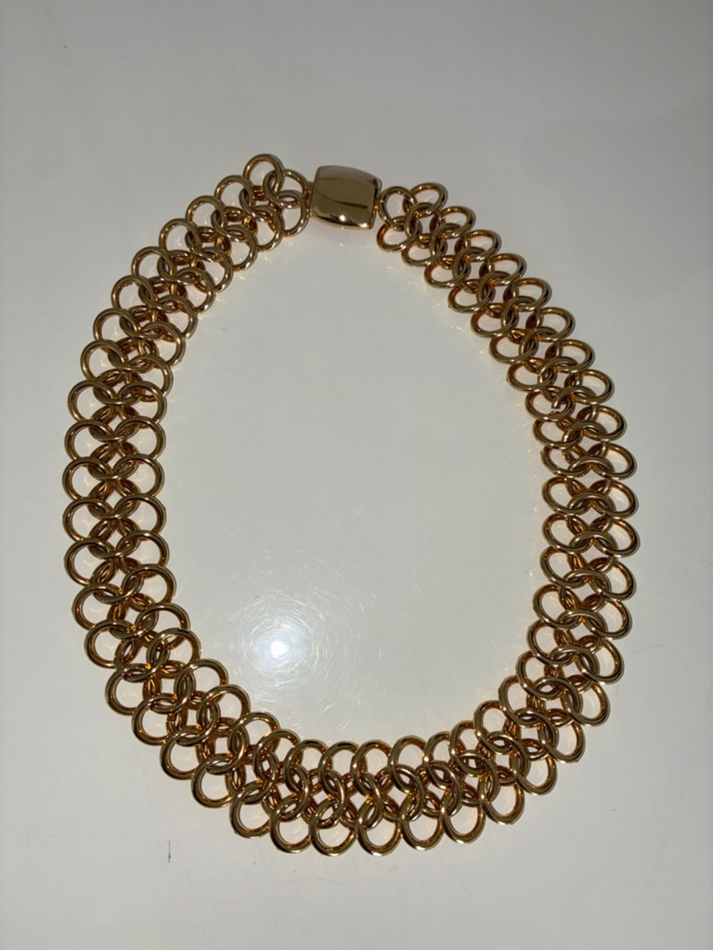 Gold-Tone Interlinked Chain Collar Necklace Reversible Women Jewelry Pre Loved